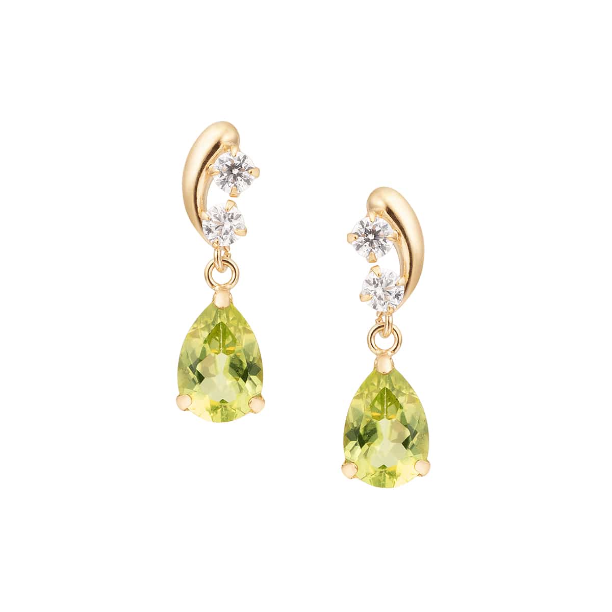 K10イエローゴールドペリドットピアス(RPE588-002)|TSUTSUMI