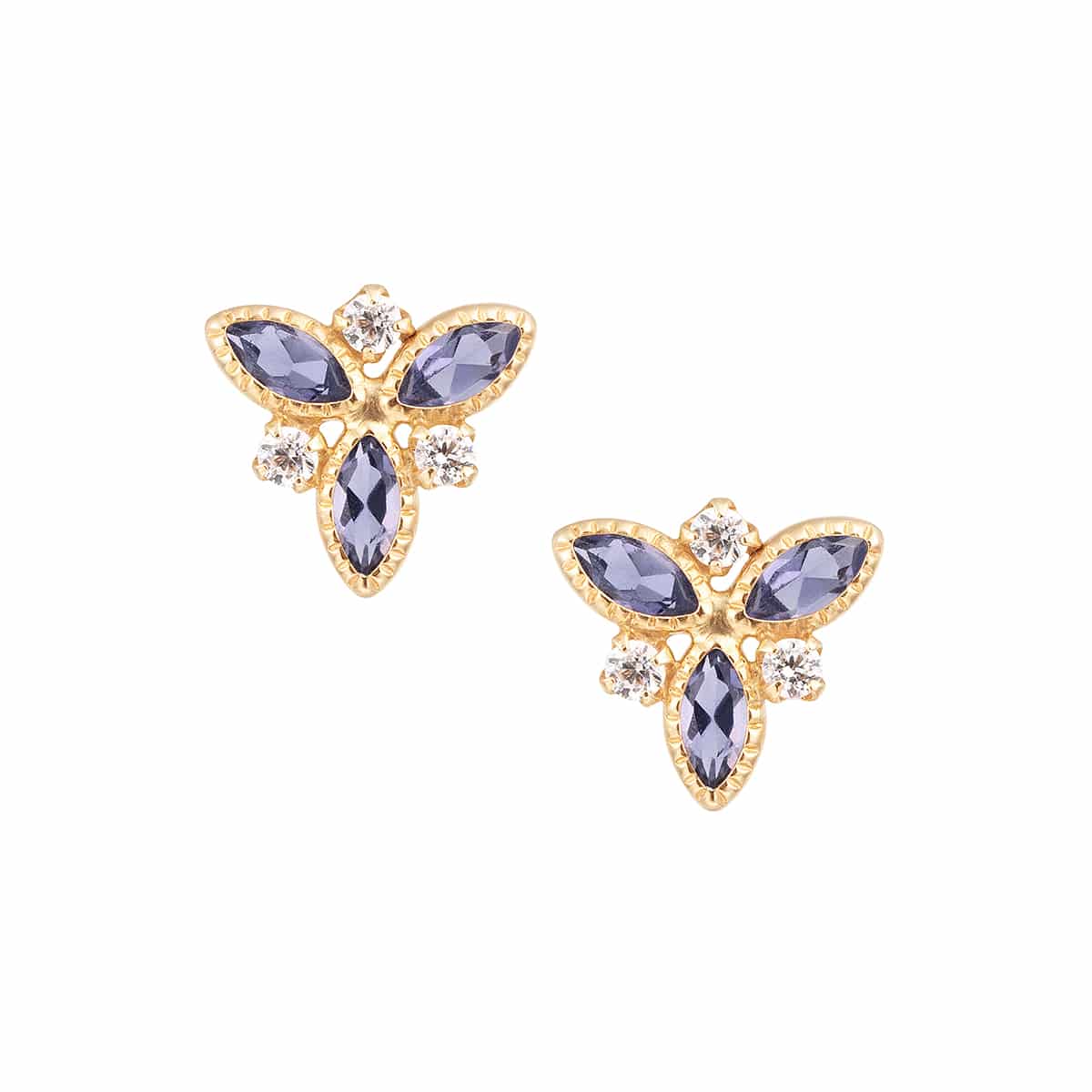 K10イエローゴールドアイオライトピアス(RPE920-003)|TSUTSUMI