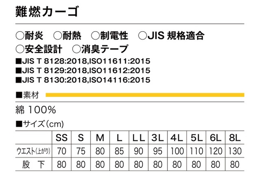 JIS規格適合防炎HONO難燃カーゴパンツ4404