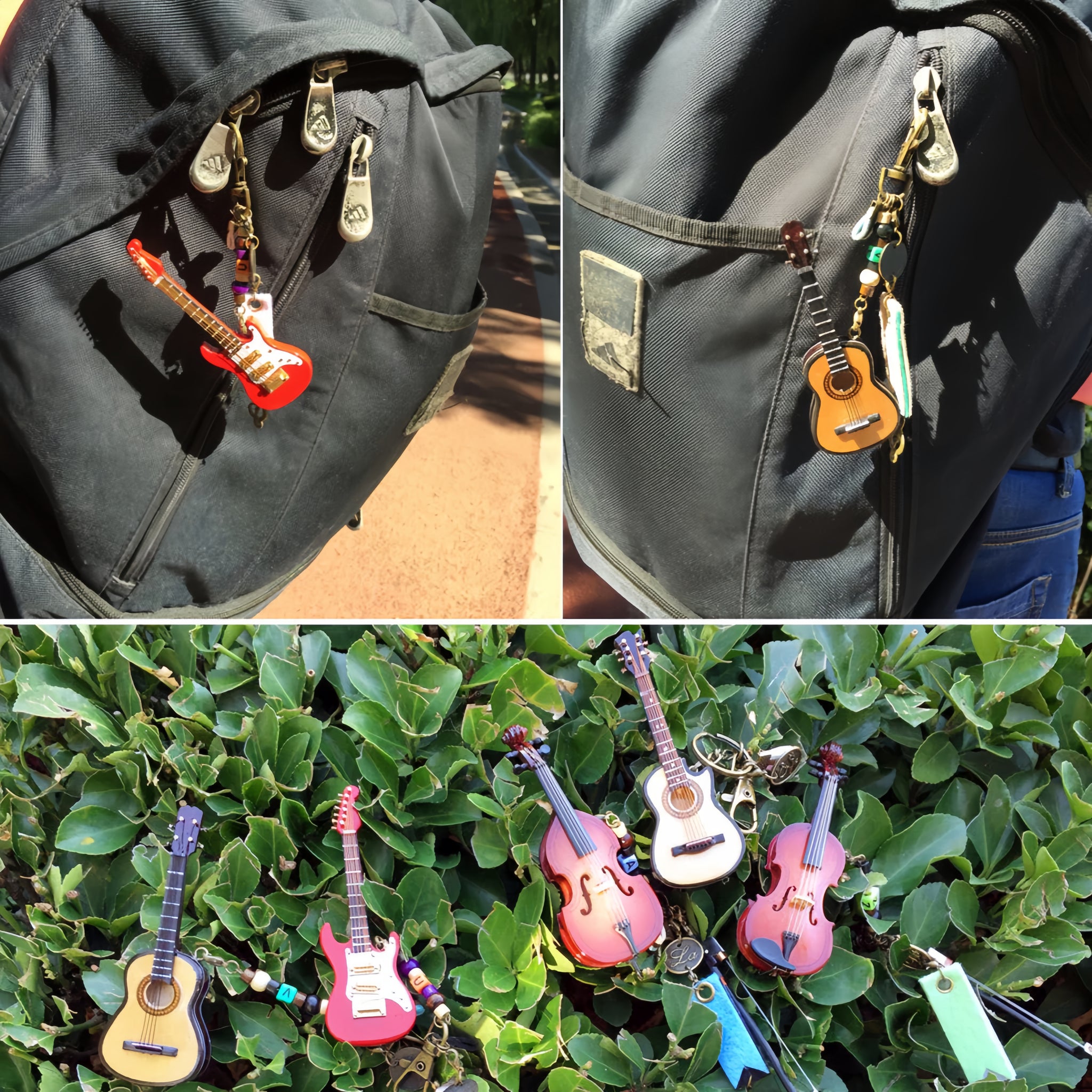 オーダーメイド】名入れ楽器型キーホルダー・チャーム 木製 エレキ