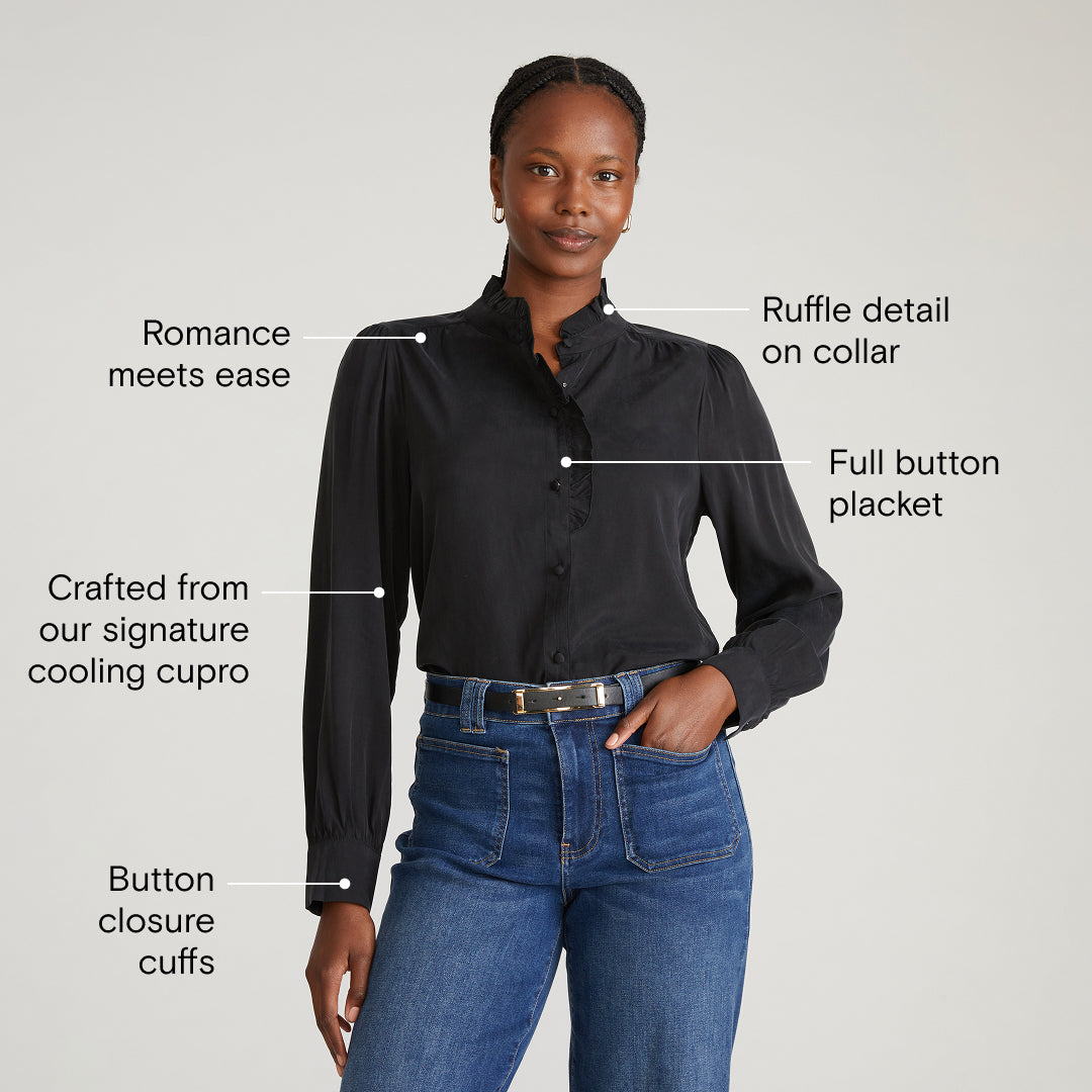 Endora Stretch Cupro Blouse - Black – Universal Standard