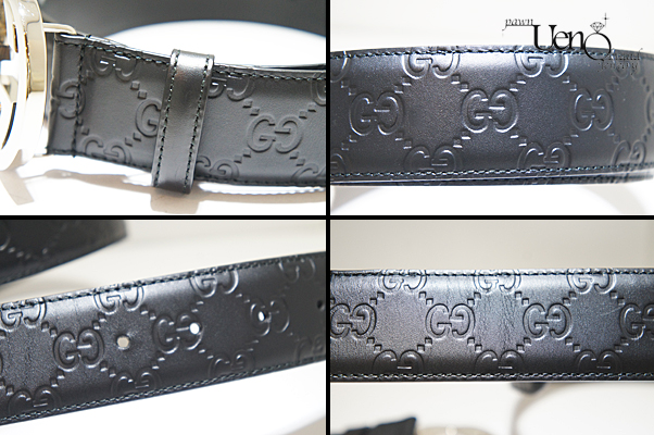 Sold Out－【GUCCI グッチ】シグネチャーレザーベルト（黒） シルバー