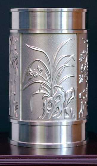 純錫97％の錫製茶缶 梅蘭竹菊