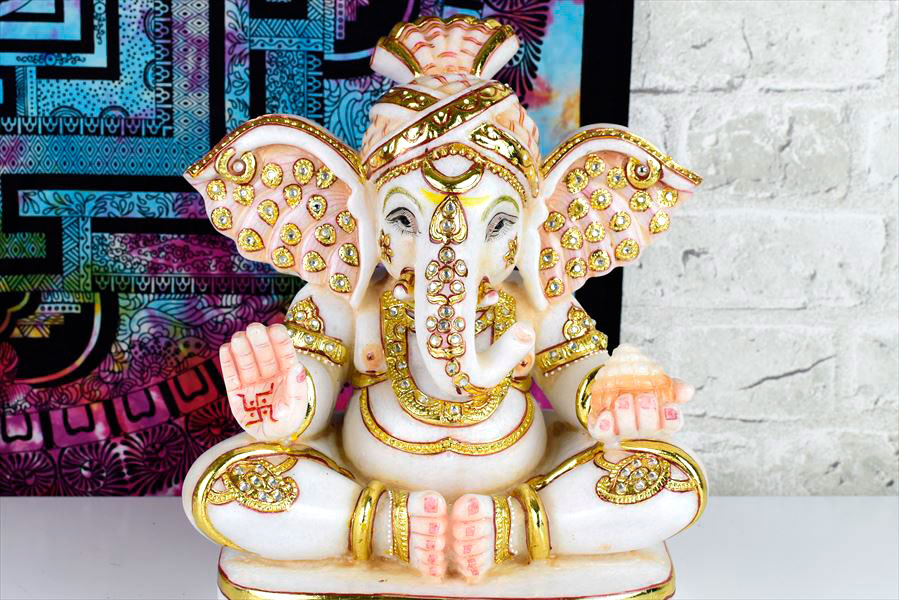 特級品 ガネーシャ像 大理石 置物｜アップストーンオンビル