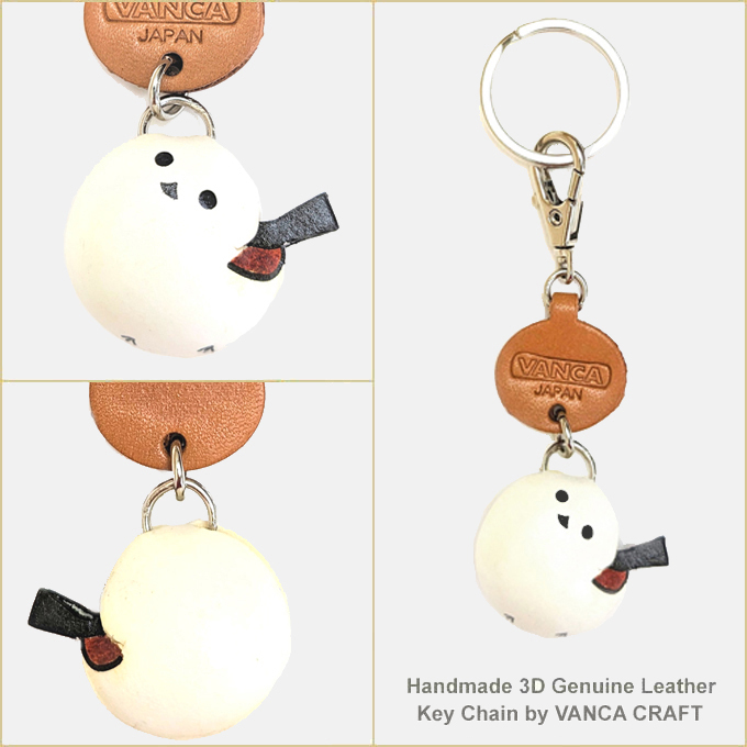 シマエナガ 動物 本革キーホルダー（小） 日本製【VANCA/バンカ