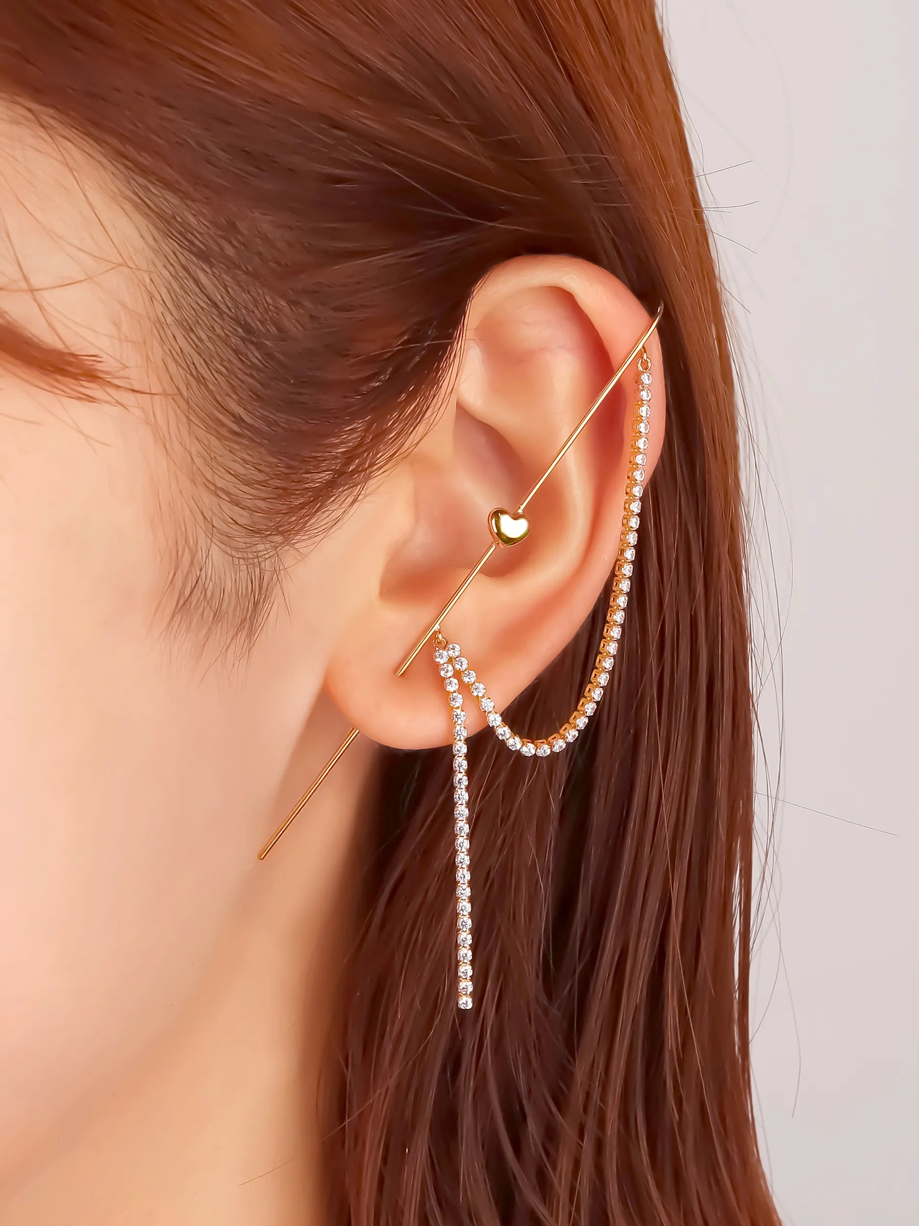 Silk chain] ハートドレープ イヤーフックピアス ゴールド｜VARIÉLLE