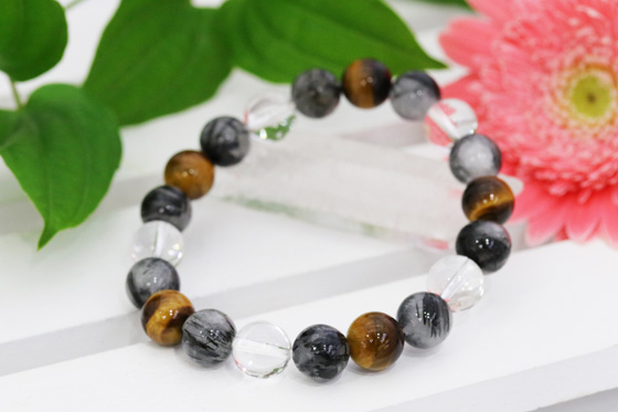 才能を開花させる タイガーアイ＆トルマリンインクォーツ(ブラック