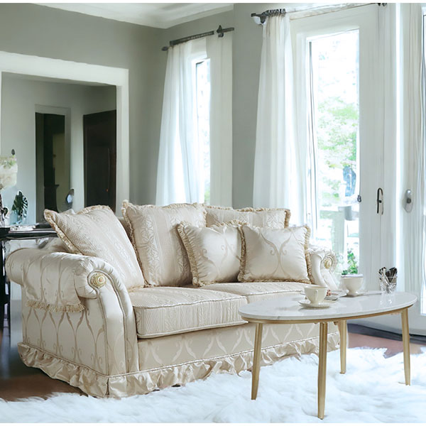 ヨーロピアンクラシック おしゃれな2人掛けソファ（アイボリーゴールド