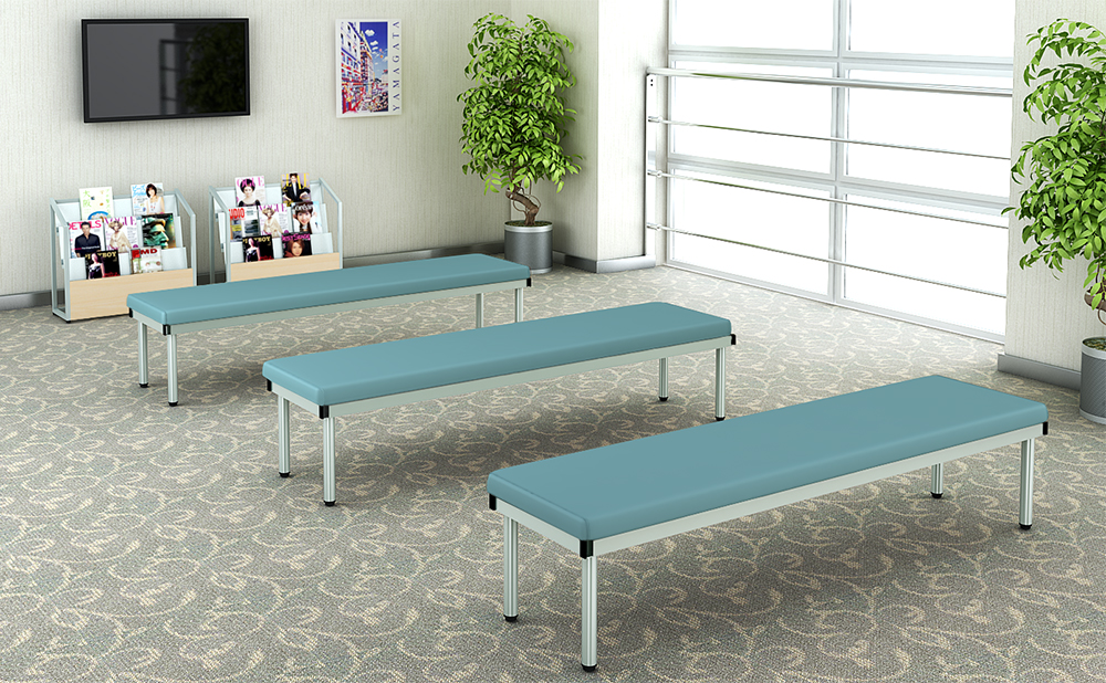 ロビーチェア ベンチ 3人掛け 長椅子 背もたれなし 幅1800×奥行450×高