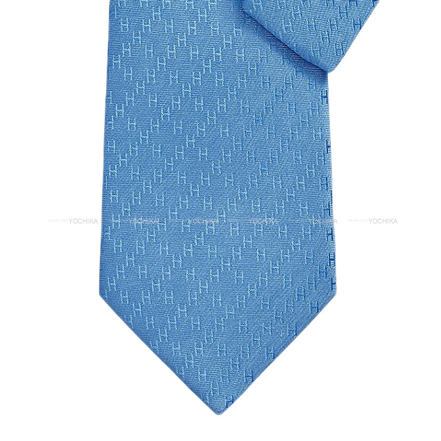 HERMES エルメス ネクタイ Hロゴ ネクタイ FACONNEE H ブルーラック