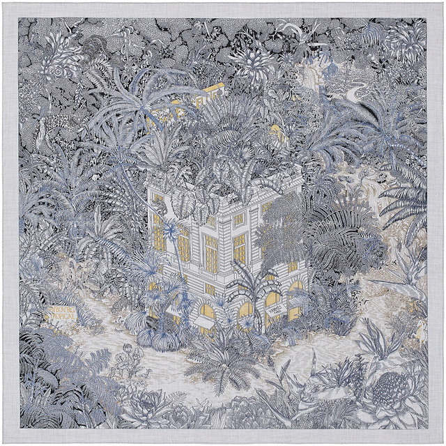 HERMES エルメス スカーフ カレ140 フォーブル・トロピカル グリシン