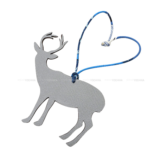 HERMES エルメス バッグチャーム プティアッシュ トナカイ ブルー