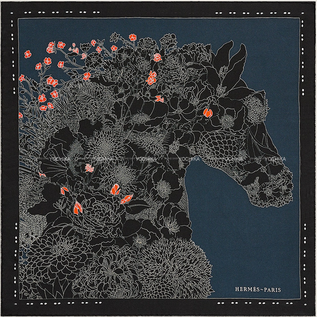 2022年 秋冬 HERMES エルメス スカーフ カレ45 ガヴロッシュ 刺繍