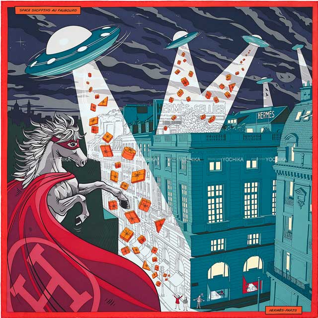 HERMES エルメス スカーフ カレ90 フォーブールでのスペース