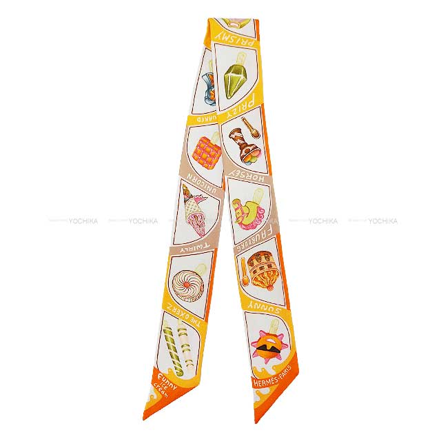 HERMES エルメス スカーフ ツイリー ファニー アイスクリーム オレンジ