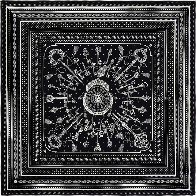 HERMES エルメス スカーフ カレ140 レクレ バンダナ 黒 (ブラック