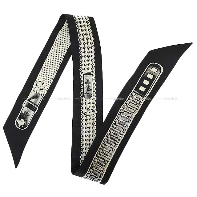 HERMES エルメス スカーフ ツイリー トレゾールドゥメドール 黒