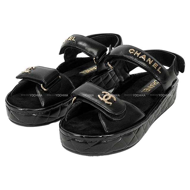 CHANEL シャネル サンダル スポーツ ココマーク マトラッセ 黒
