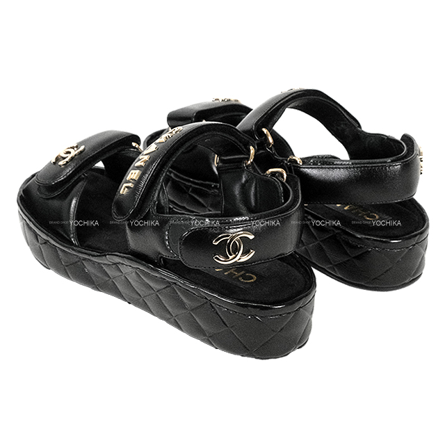 CHANEL シャネル サンダル スポーツ ココマーク マトラッセ 黒