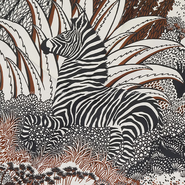 HERMES エルメス スカーフ カレ90 マウンテン ゼブラ マロン/黒