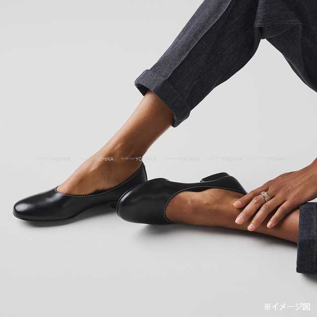HERMES エルメス バレエシューズ リズ 黒 (ブラック) ナッパレザー