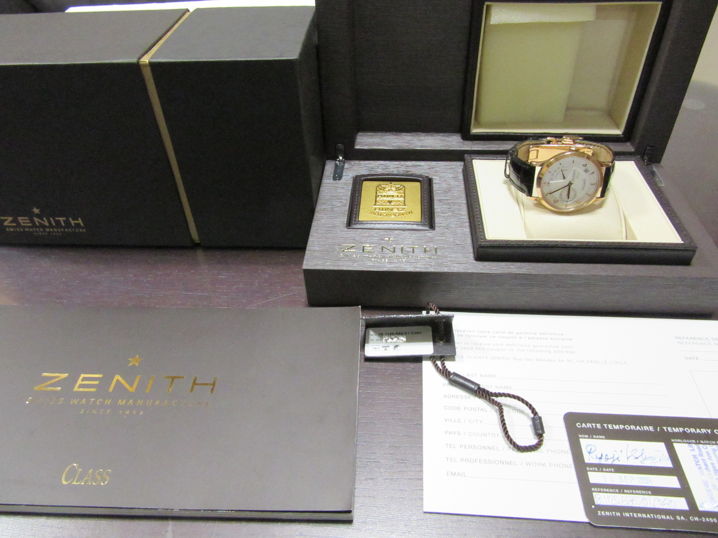 ゼニス ZENITH ”K18PG無垢 クラスエリート リザーブドマルシェ 18.1125