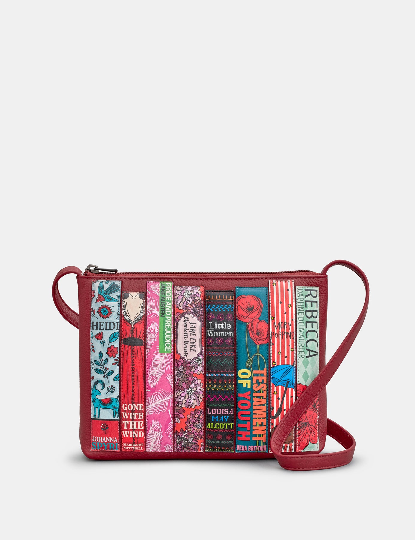 Bookworm Cherry Red Leather Parker Cross Body Bag By Yoshi