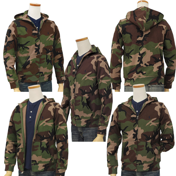 POLO ラルフローレンカモフラ フルジップパーカー送料無料 トレ-ナ