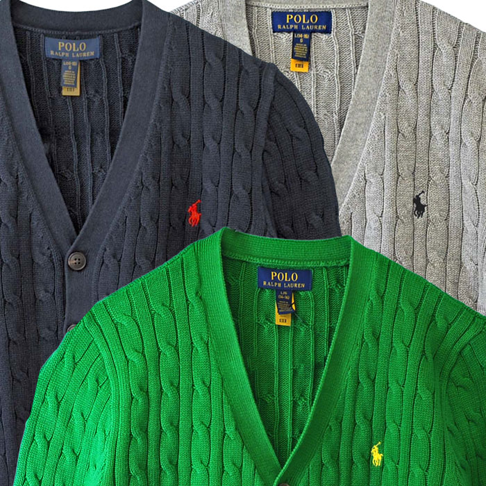 ポロ ラルフローレン ボーイズ コットン100% ケーブル編みカーディガン