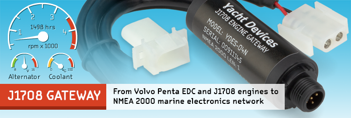 Yacht Devices J1708 Engine Gateway for Volvo Penta EDC and J1587