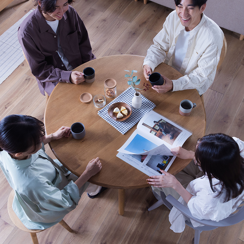 ダイニングテーブル 105丸 棚付き 円形[ロジー 105]nora .