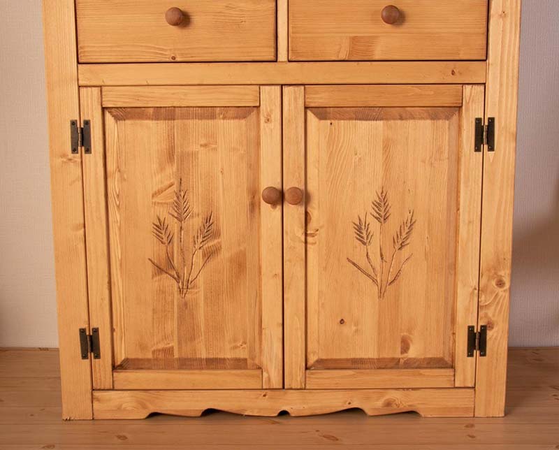 食器棚 90幅 アメリカンカンカントリー 【デンバー90カップボード】麦の穂