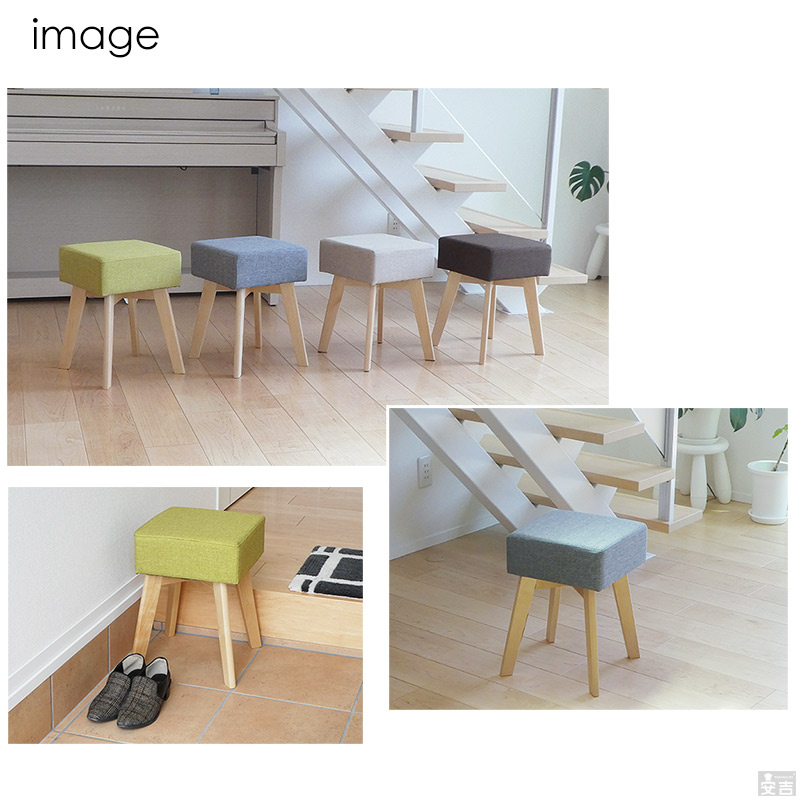 ファブリック布地生地と木製の脚の激安四角型スツール ST-04