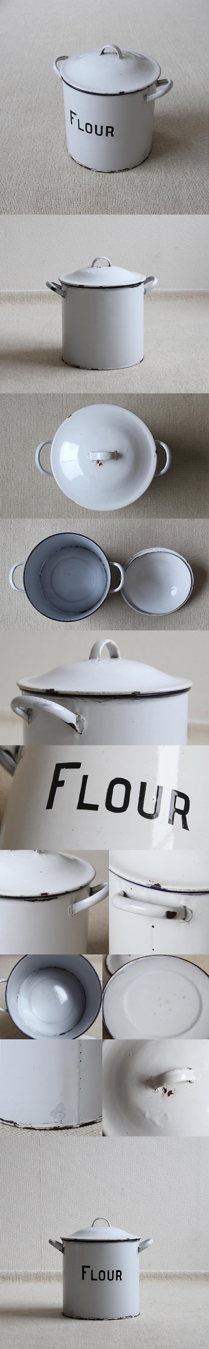 イギリス アンティーク ホーロー製 フラワー缶 キャニスター 小麦粉