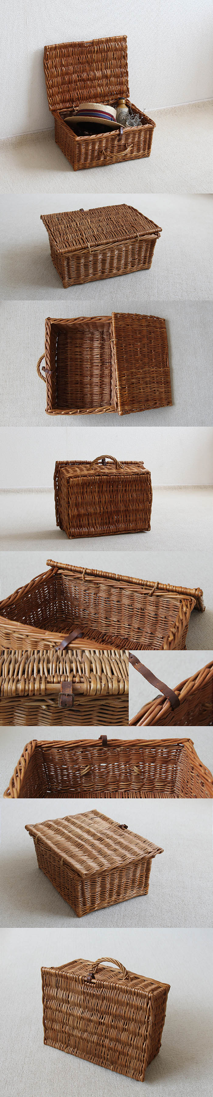 イギリス アンティーク ピクニックバスケット 籐製 カントリー