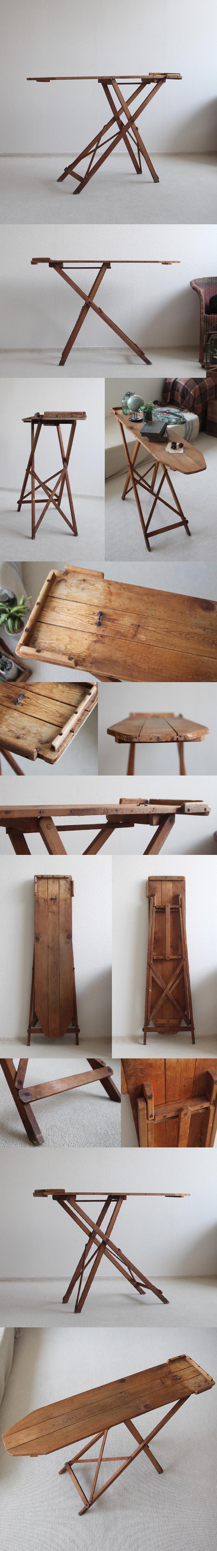 イギリス アンティーク アイロン台/折りたたみ式/作業台/ディスプレイ