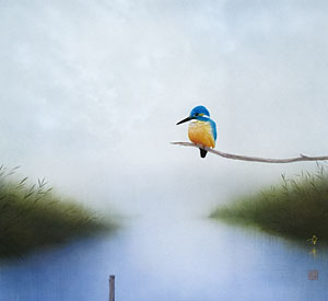 花鳥の掛け軸 中川幸彦作 川蝉