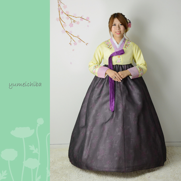 344_チマチョゴリレンタル韓服化繊_バスト70～80cm_身長+靴高さ153