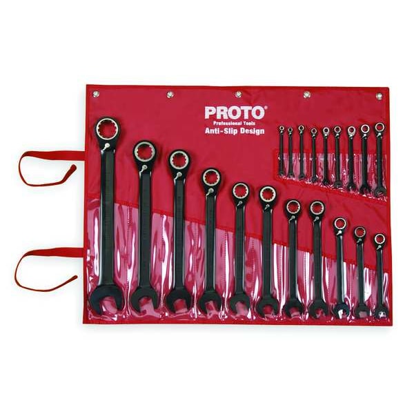Proto 20-Piece Black Chrome Reversible Combination Ratcheting