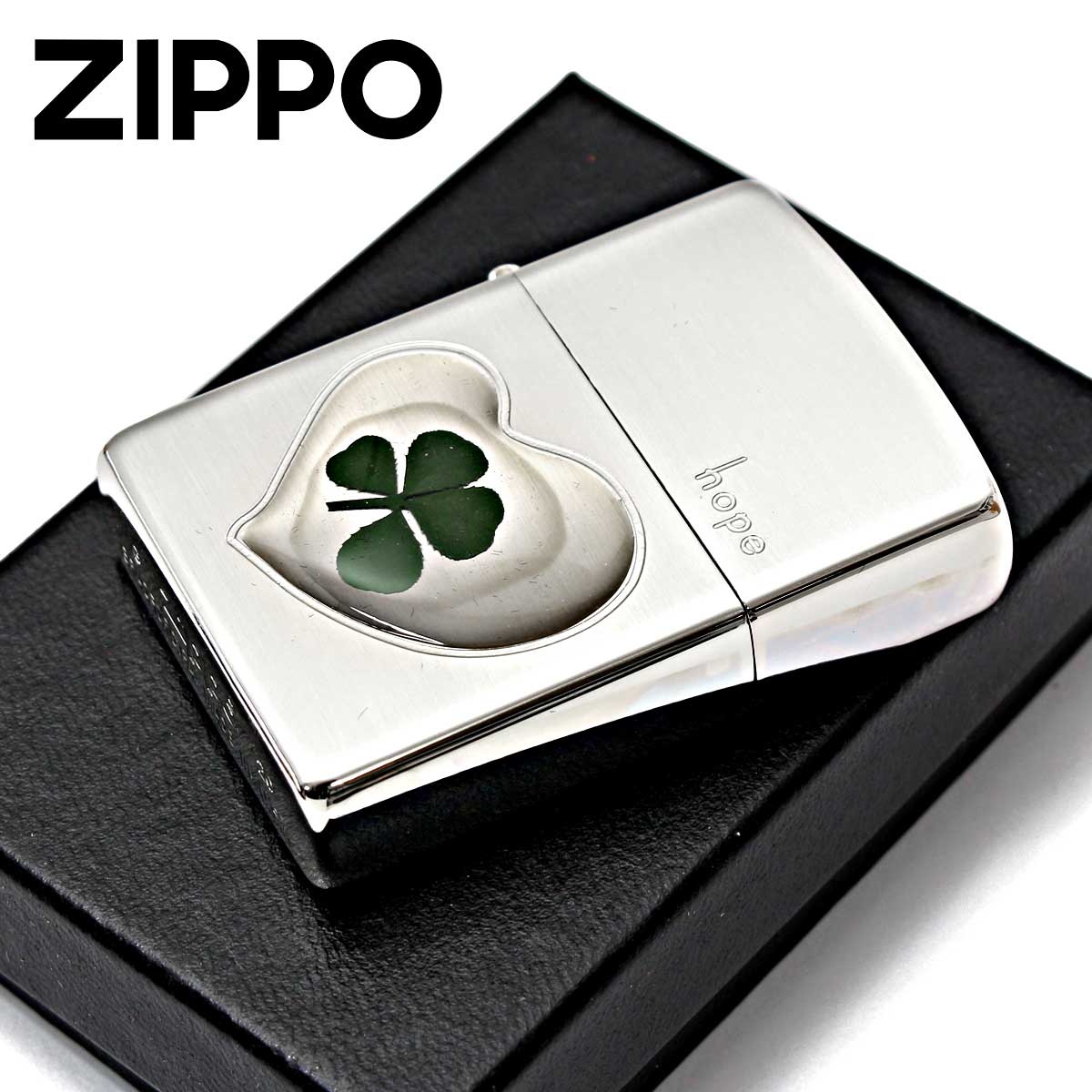 Zippo ジッポー 四つ葉 クローバー 本物 ホープ Hope 希望 銀サテーナ