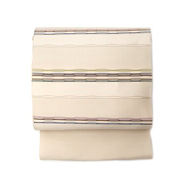 藤山千春 「草木染手織物 吉野間道」 九寸名古屋帯 砂色＜お仕立て代込