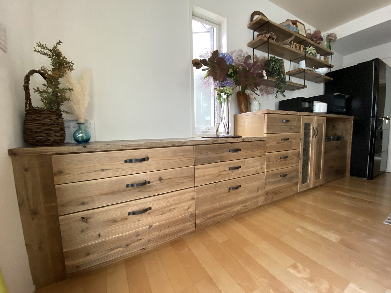 OLD ASHIBA（足場板古材） キッチンカウンター 幅160センチ Bタイプ 幅