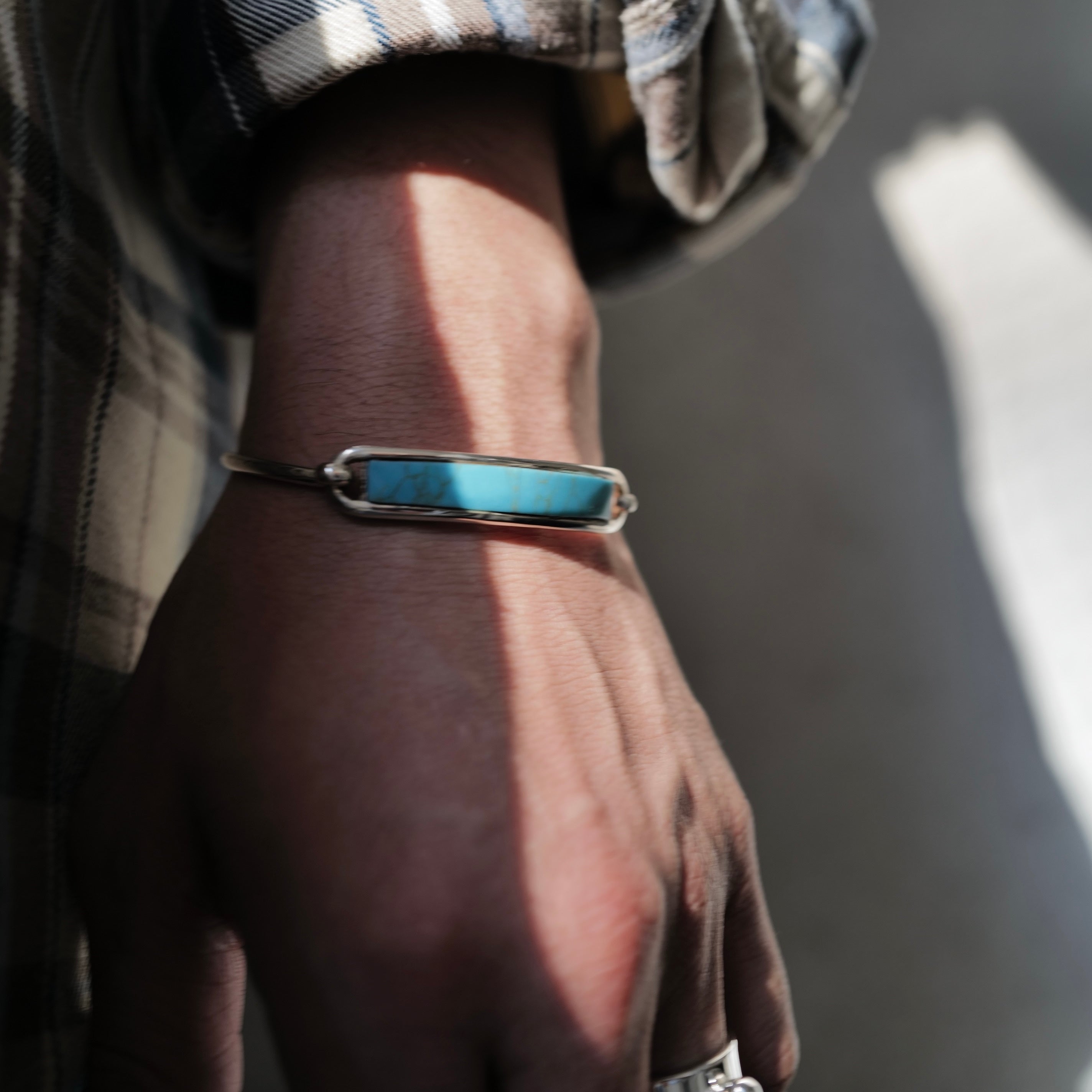 ID Open Bangle with Turquoise – XOLO JEWELRY