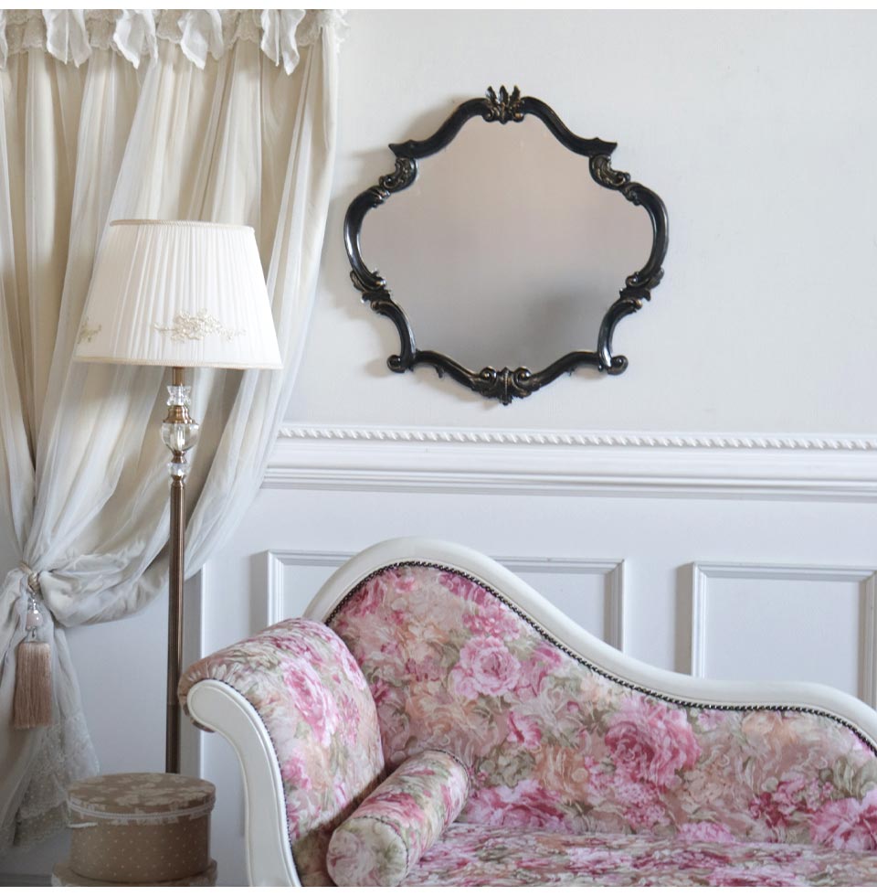 ウォールミラー 壁掛け鏡 ロココブラック｜おしゃれインテリア ミラー