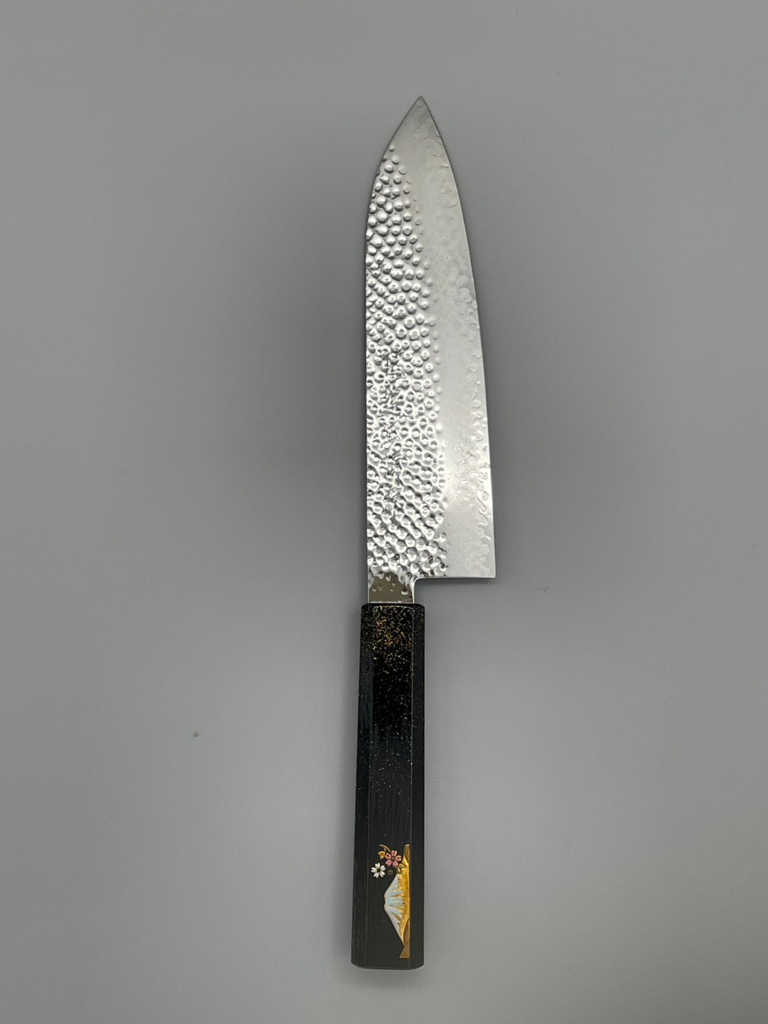 三徳包丁】槌目ダマスカス 185mm 漆塗り柄 富士山と桜 – 山崎清春商店