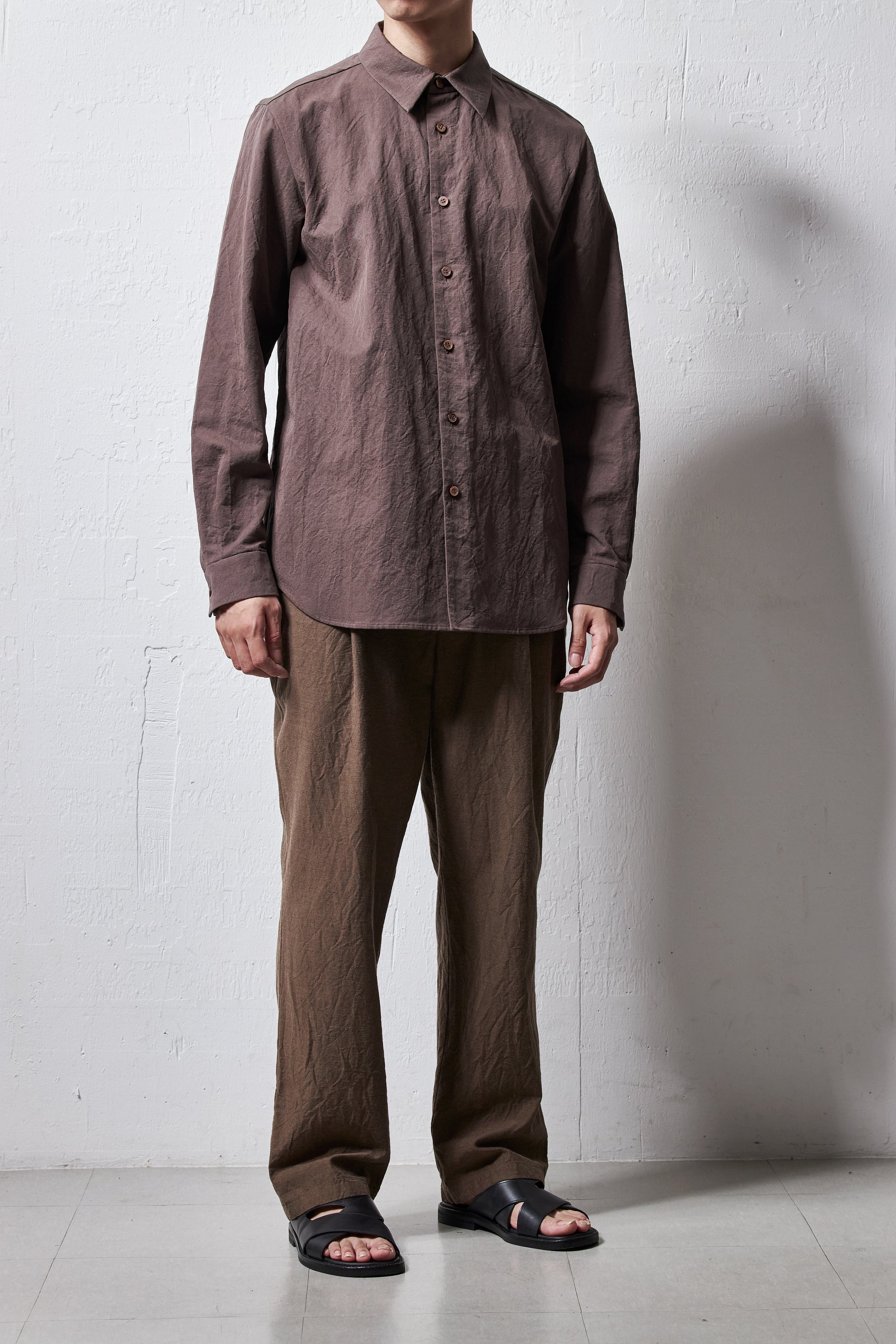 yc41-251 / 塩縮加工コットンリネンシャツ-keshiaka – 山内