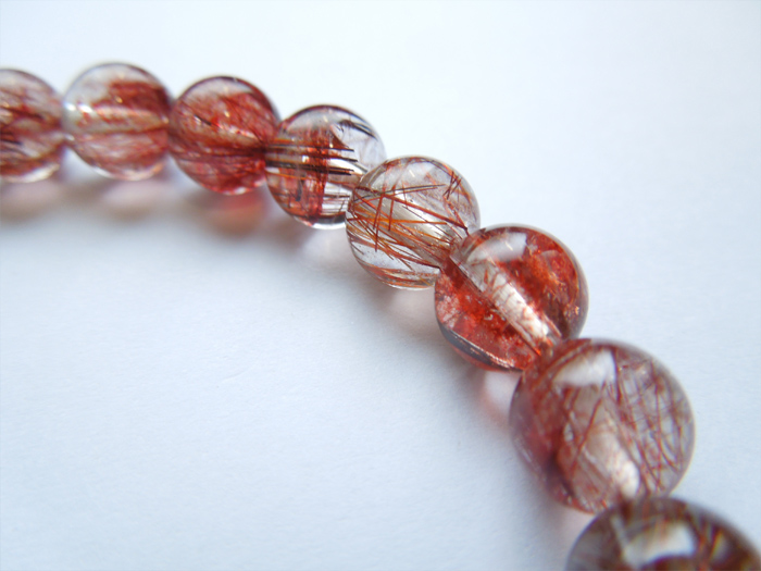 一点物】レッドルチルクォーツ8mmブレス 共仕立(桐箱付き) お数珠の