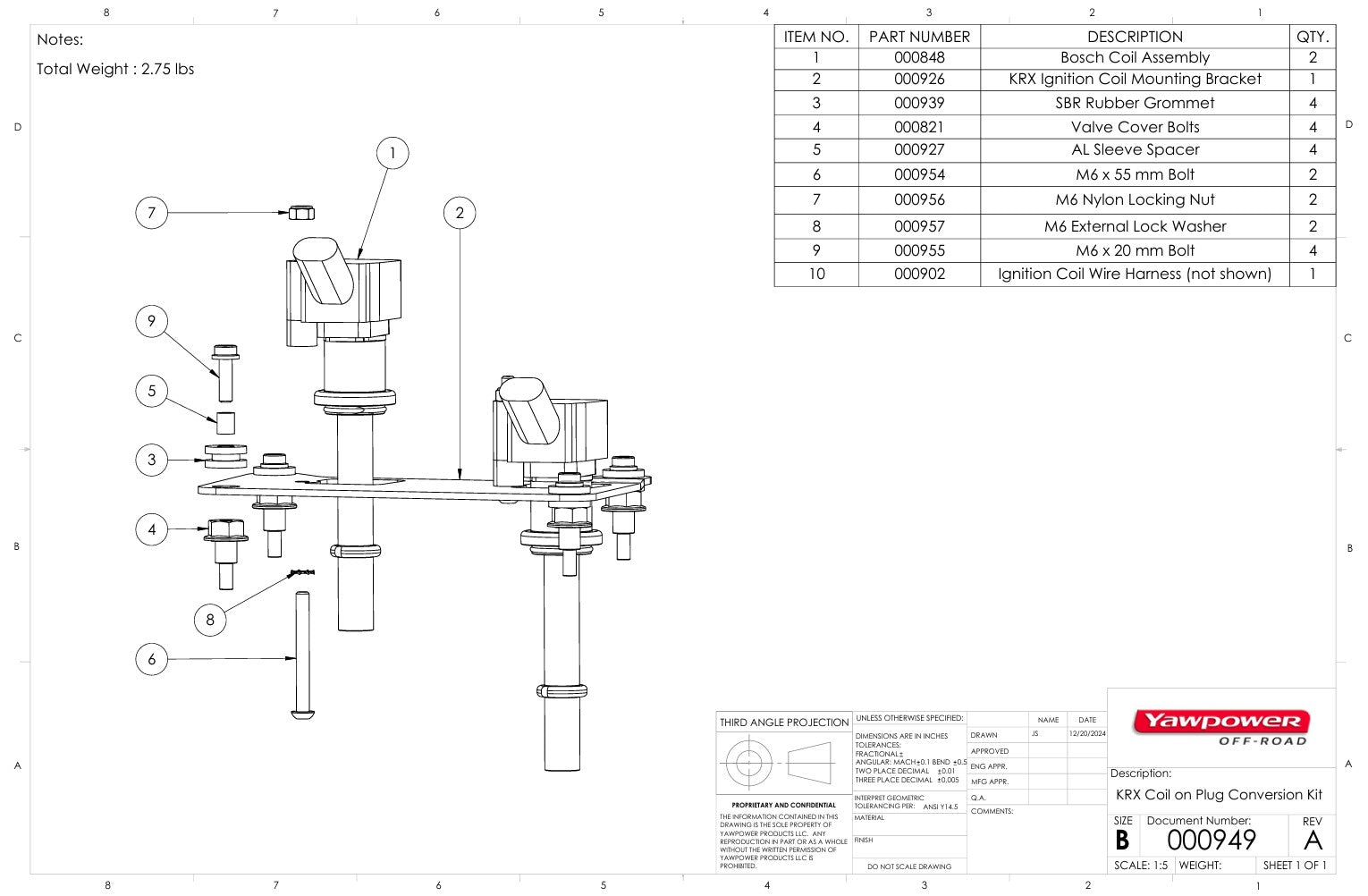 COIL ON PLUG CONVERSION KIT • KAWASAKI KRX • 2020 & UP • YAWPOWER