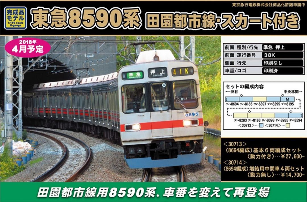 GREENMAX 04月12日ﾒｰｶｰ出荷 東急8590系（田園都市線・スカート付き