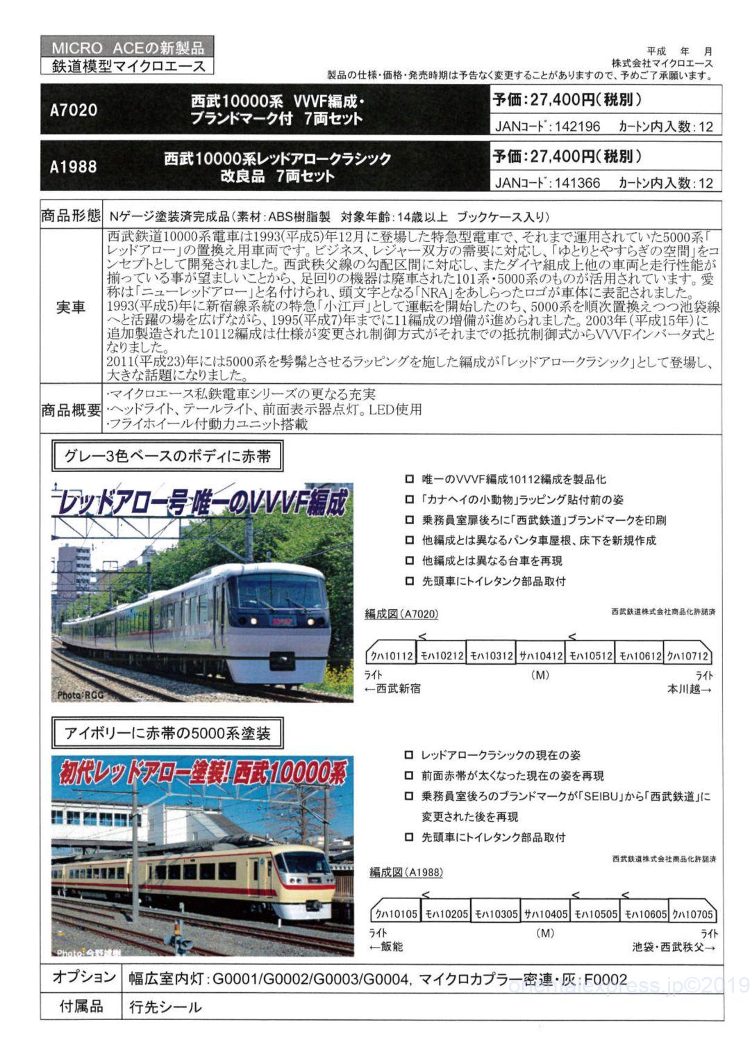 MA 西武10000系 VVVF編成・ブランドマーク付 7両セット 品番: A7020